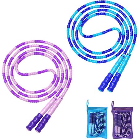 Hoppetov, justerbar længde, tangle-fri segmenteret blød perlekæde springtov, fitness hoppetov til børn, mænd og kvinder vægttab 9,2 fod