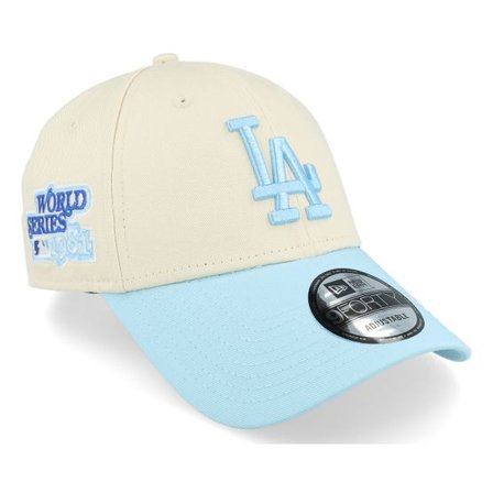 New Era - MLB Vit adjustable Keps - Los Angeles Dodgers World Series Patch 9FORTY White/Light Blue Adjustable @ Hatstore