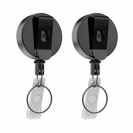 Opgraderet 2 stk. nøglering med snor, kæde med fortykket ståltråd og ruskindsklemme til nøgler - 70 cm indtrækkelig ståltråd