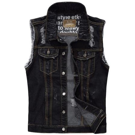 Herre Casual Fire Seasons Rock Ermeløs Denimjakke M