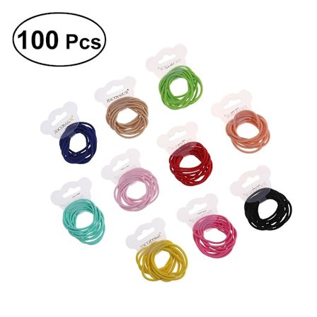 100 st Boutique Baby Girls Ponytail Hårklämmor Hårband Elastiska Hårrep Stylingtillbehör Gummiband För Småbarn Tonåringar Barn (Som Bild Visar)