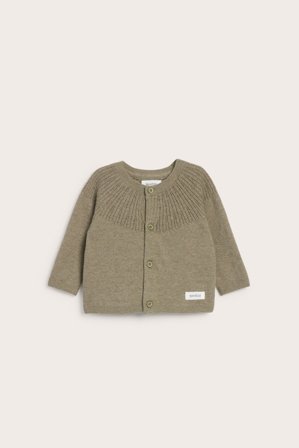 Newbie | Stickad kofta i ullmix | Brunmelerad