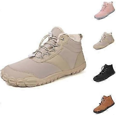 Vinter Barfota Vandringssko, Gå Vinter Sko Barfota Sko Dame, Five Finger Sneakers Vandresko for Vandring Beige 4.5 UK Wide