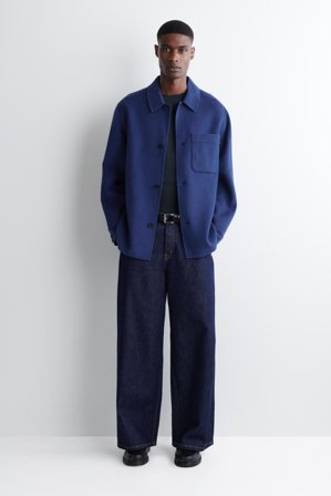 COS Homme Surchemise Laine Double Face in Bleu