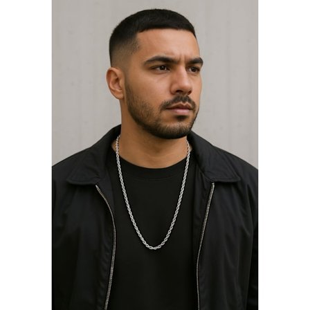 Sølvfarget rustfritt stålkjede – 70 cm