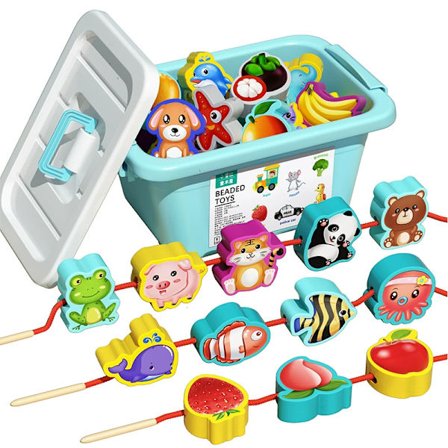 76 partikler Barn Streng Perler Utdanningspuslespill Leker med Perler Store Perler Streng Perler og Arkitektur