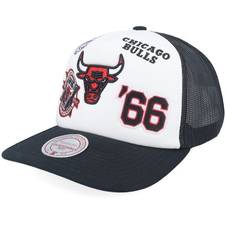 Mitchell & Ness - White trucker Gorra - Chicago Bulls Gridlock White/Black A-Frame Trucker @ Hatstore