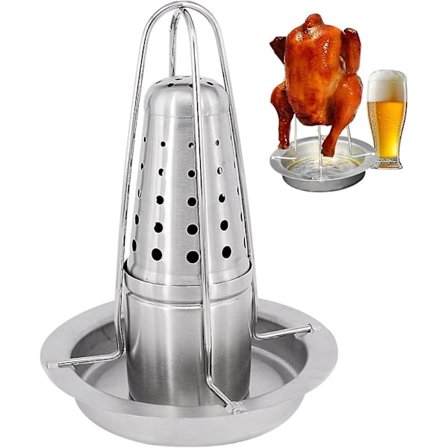 Ølboks Kyllinggrill Stativ Rustfrit Stål Ølboks Kyllingholder til Grill Ryger Ovn