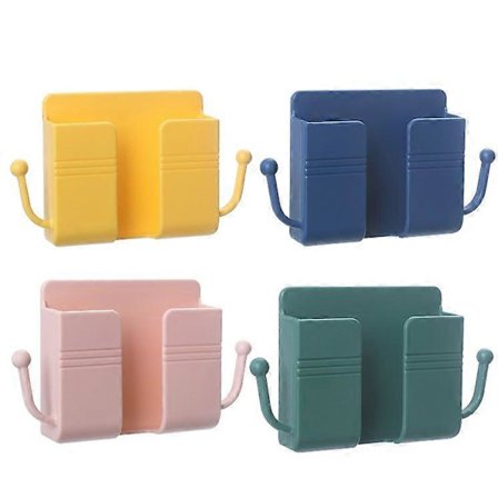 Veggmontert mobiltelefonholder, 4 stk. veggmontert oppbevaringsboks for klimaanlegg, veggmontert fjernkontrollorganisator mini oppbevaringsboks for 