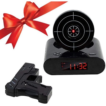 Target Wake Up Alarm Clock, Creative Gun Shooting Alarm Personlig 12-timmars digital display för tunga sovplatser, Nyhetspresent för pojkar Flickor (