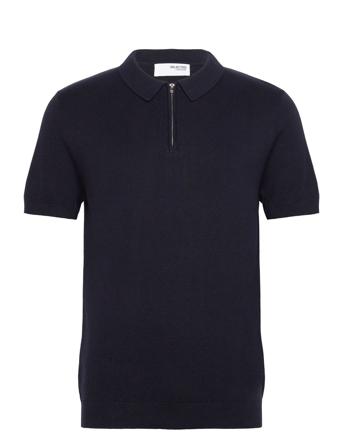 Slhflorence Ss Knit Zip Polo Ex Selected Homme Navy