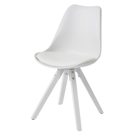 Rootz Set med 2 Retro Matstolar Vit Skandinavisk - Klädd stolsryggstöd - Köksstol med vita ben - Stol klädd i läderimitation