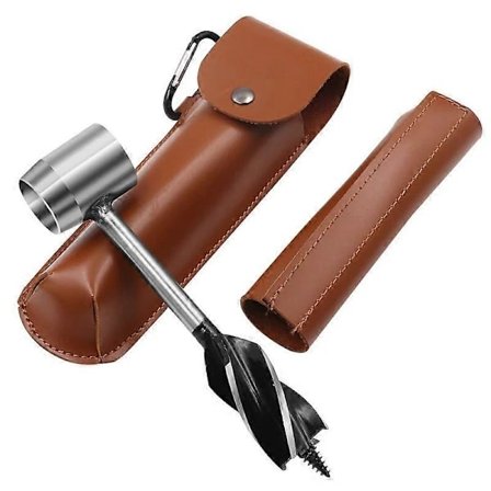 Træbor til udendørs overlevelse, manuel skruenøgle til bushcraft, multiværktøj til sømning og hulning til camping og bushcraft Brown[co]