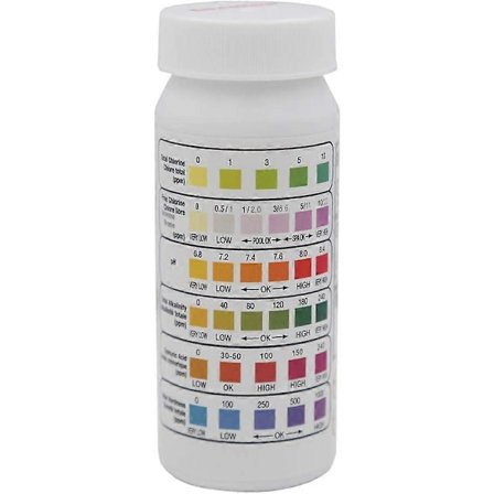 6-i-1 Pool Test Strips - Klor/Brom/pH/Alkalinitet/Hårdhed/CYA Tester