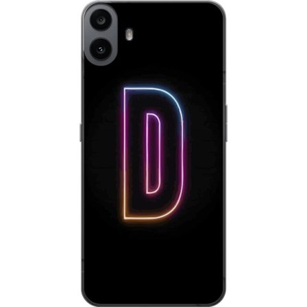 Kompatibelt Mobildeksel til Nothing Nothing CMF Phone 1 Minimalistisk neonbokstav D i fargeskiftende lys mot svart bakgrunn i moderne digital design