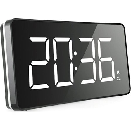 Verkkovirralla toimiva LED-digitaalinen herätyskello, Frillit, Yksinkertainen käyttö, Yöpöydän herätyskello, -Tac makuuhuoneeseen