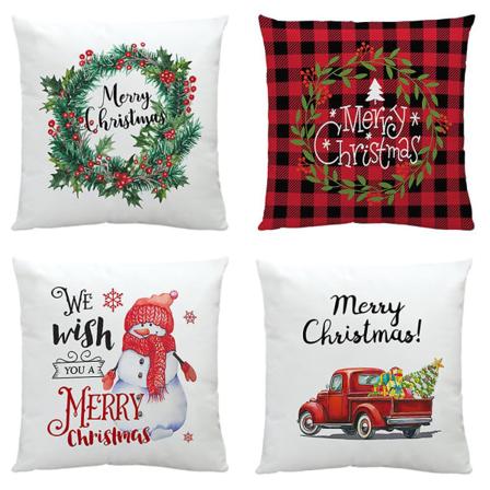 Sett med 4 jule-supermyke putetrekk i samme Xmas Wi 45x45cm
