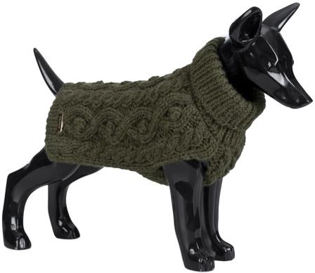 PAIKKA - Handmade Knit koiran neulepusero - 45-50 cm - Maastonvihreä