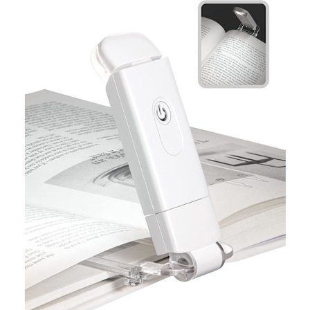 Boglæselampe med klemme, USB genopladelig boglampe til læsning i sengen, øjenpleje LED boglampe til børn, bogorme, 2 lysstyrkeniveauer (hvid)