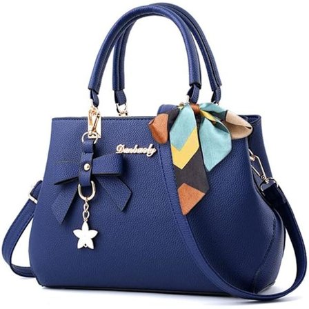 PU Lær Dame Skulderveske, Håndveske med Håndtak, Dame Håndvesker Moteveske for Hverdag & Arbeid Kongeblå