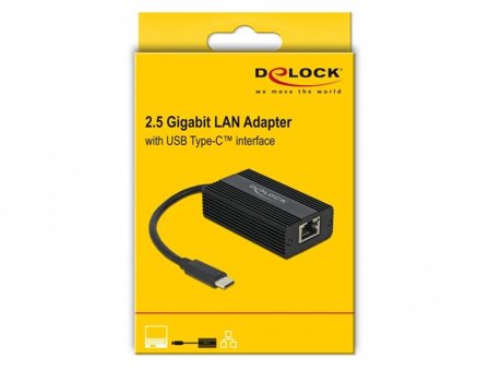 Delock Adapter USB Type-C male to 2.5 Gigabit LAN - nettverksadapter - USB-C 3.1 Gen 1 - 2.5GBase-T