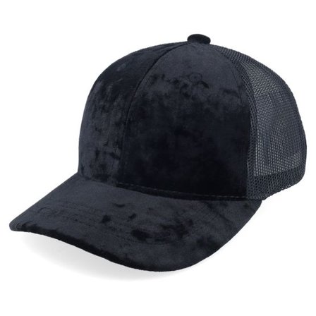 Equip - Svart trucker Keps - Kids Black/Black Velvet Trucker @ Hatstore