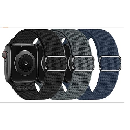 3-pak Elastisk Nylonrem Kompatibel med Apple Watch 41mm 40mm 38mm