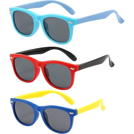 3-pakke solbriller for barn, polariserte solbriller for gutter og jenter
