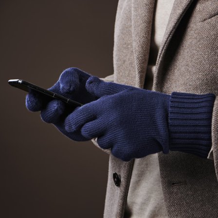 Guantes de punto de algodón azul marino Freek para hombres - Guantes de invierno
