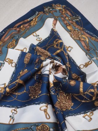 7Days Satengskjerf Blå/Brun 70x70