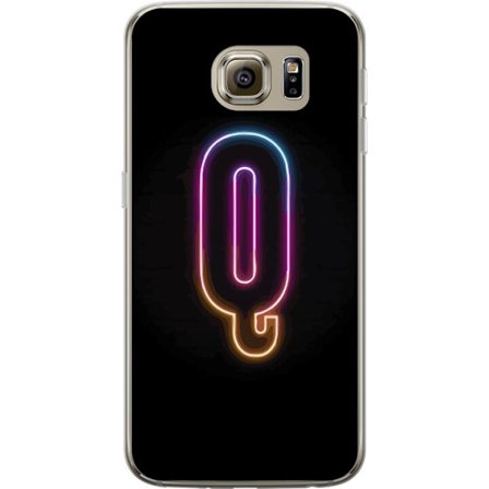 Kompatibelt Mobildeksel til Samsung Samsung Galaxy S6 Minimalistisk neonbokstav Q i skinnende farger mot mørk bakgrunn