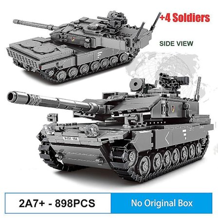 Ww2 Militær Tank Mbt 2i1 M1a2 Abrams Lastbil Kanon Tiger 2a7 + Tog Sæt Legetøj Byggeklodser Hær Til Drenge Gave 898stk Ingen Æske