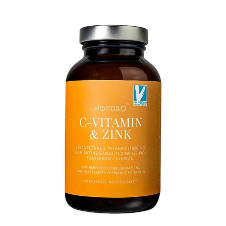 Nordbo C-vitamin & Zink 100 kaps., Helse & Madvarer, Vitaminer, C-vitamin