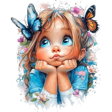 Söt Flicka Diamantmålning för Vuxna, Diamantkonstmålning för Vuxna, 5D Diamantmålning för Heminredning och Gåvor 30*40 cm/12*16 tum