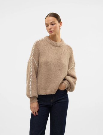 Vero Moda Vmfeng Ls O-Neck Pullover Ga Boo - Brown - L