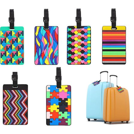 Silikon Bagageetiketter 6 st 10,5x6,5 cm Blomdesign Resväska Etiketter i Flera Färger