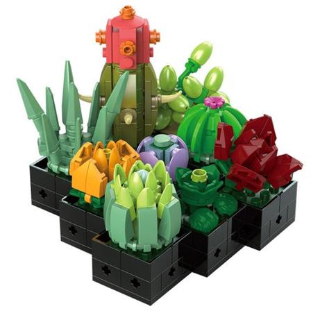 Odödlig Blommor Prydnadskrukor Suckulenter Modell Rum Dekoration Byggnad block