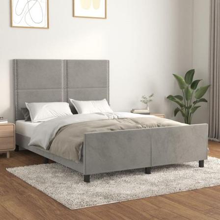 Vidaxl Sängram Med Huvudgavel Ljusgrå 140x200 Cm Sammet Grå