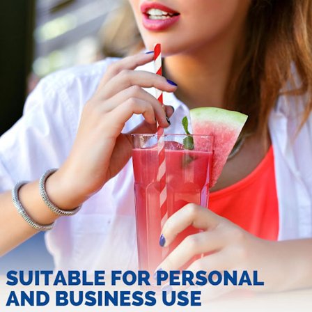 1000 st Engångssugrör av papper, Storpack, Rödvitrandiga, 100% Biologiskt Nedbrytbara, 19,7 cm x 0,6 cm