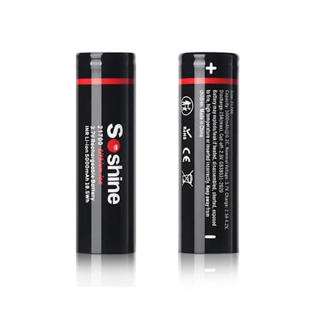 Soshine 3,7V 21700 5000mAh uppladdningsbart batteri 3C litiumjonurladdning Högeffektsbatterier för högeffektsapparater Batteri