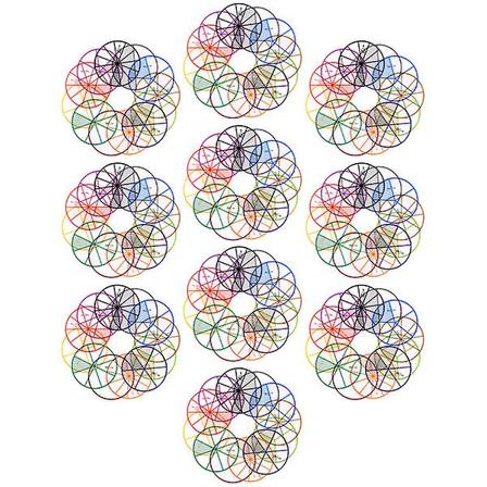 10 sett 8cm 1 til 1/12 brøksirkler matematikkmanipulasjonslæringsinstrumenter Fargerike 8X8cm Colorful 8X8cm