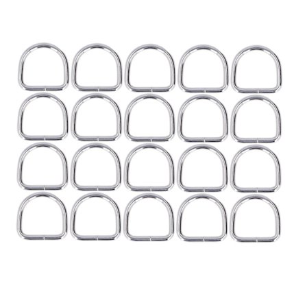 20 st Silver Metall D-ringar 3,8x25x25mm Premium Järn Robust Hållbar Glansig Utsökt för Kläder Väska