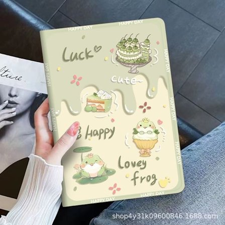 Stilrent fodral för iPad 10 10.9" Bok Cream Groda "30 vik och 10 tunn