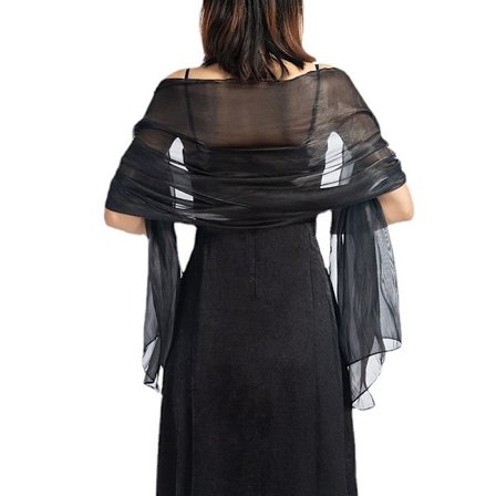 Iridescent Wrap Stole Sjal för Bröllop Brudtärnor Baler & Fester, Svart