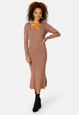 BUBBLEROOM Osminda knitted cut out dress Brown Klær