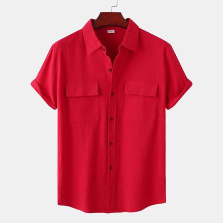 Kortärmade Toppar För Män Button Down-skjortor