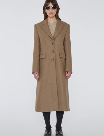REMAIN Birger Christensen Wool Semi Fitted Coat - Beige - 36