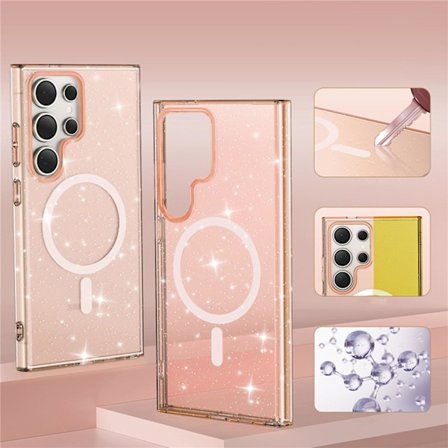 Magneettinen Glitter Läpinäkyvä Kotelo Samsung Galaxy S24:lle, Kestävä Bling-Kotelo TPU-Puskurilla, Iskunvaimennus, Puhelimen Kotelo Yhteensopiva 