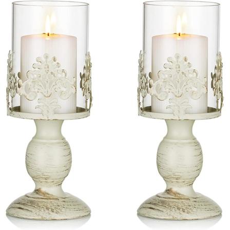 Sett med 2 vintage søyleholdere, høyt jernkandelabersett, bryllupsfest midtpunkt bordlysestakedekorasjon