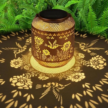 Utendørs solcellelykt med hengekrok – solcelledrevet hagebelysning sommerfugl/kolibri